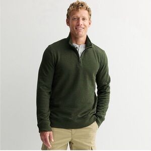 Sonoma Men's 1/4 Zip Sweater Green Pullover Long Sleeve Mockneck Sz Med